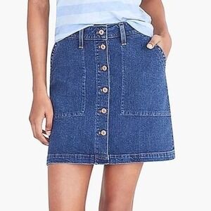 J Crew Mercantile Denim Mini Skirt Women's Size 4 Button Front Pockets‎ Blue